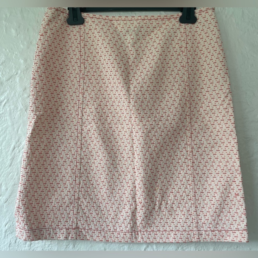 MaxMara Weekend cream/peach unlined, a-line midi skirt, side zip ; size 10